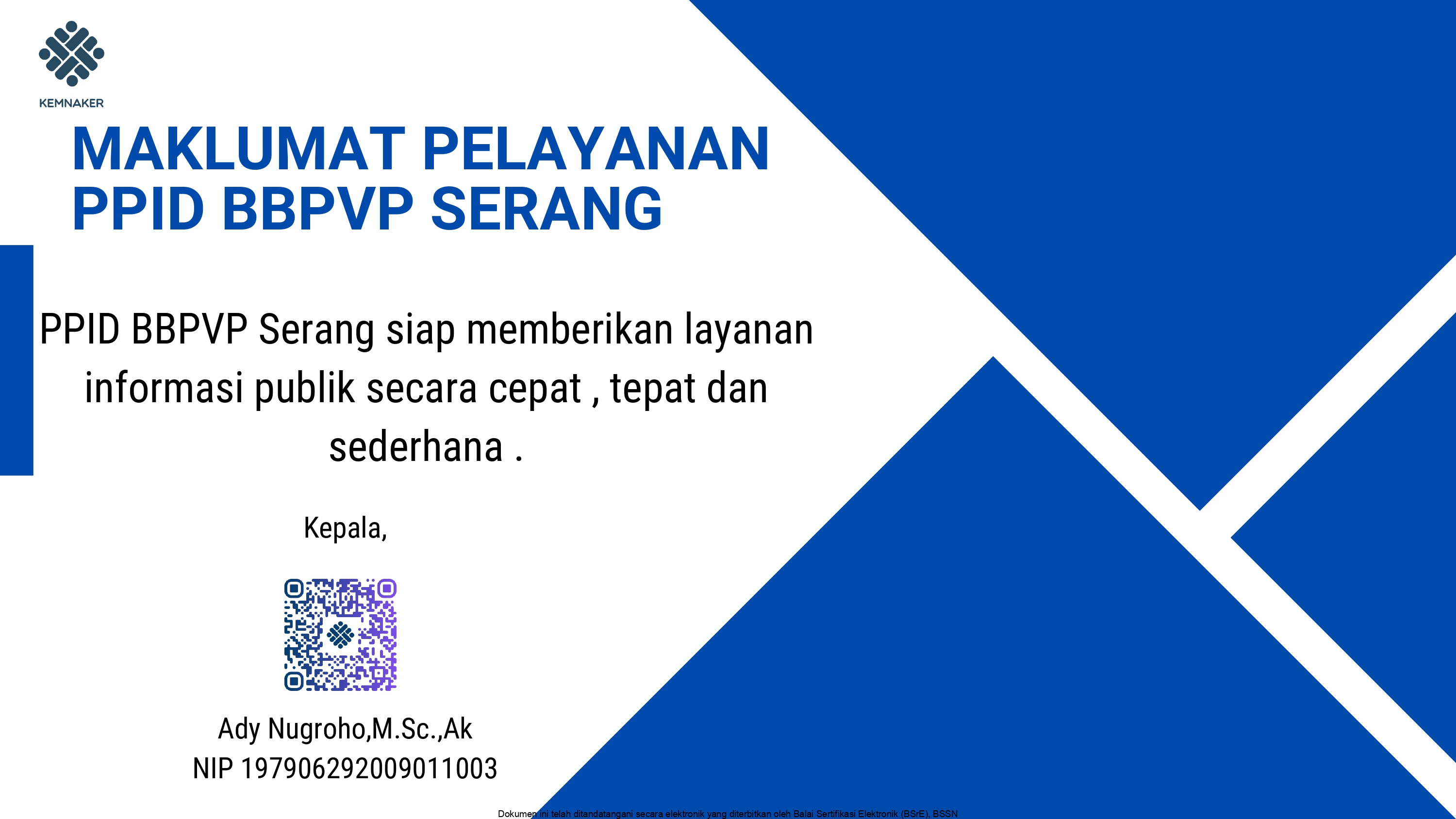 Maklumat Pelayanan PPID BBPVP Serang 2026